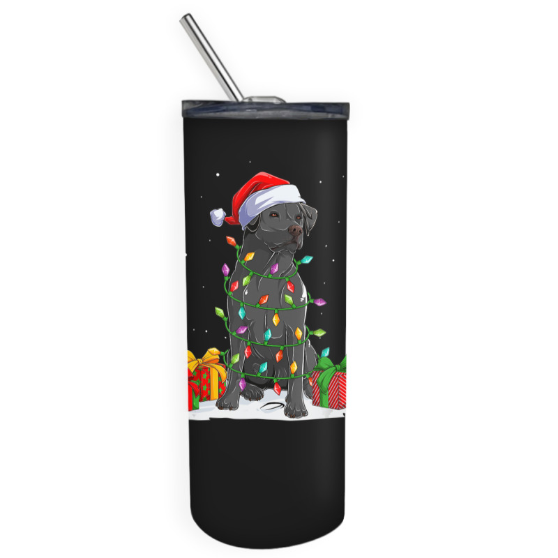 Black Lab Labrador Christmas Lights Pajama Dog Lover Xmas Skinny Tumbler | Artistshot