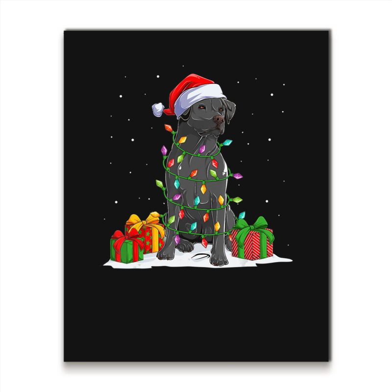 Black Lab Labrador Christmas Lights Pajama Dog Lover Xmas Metal Print Vertical | Artistshot