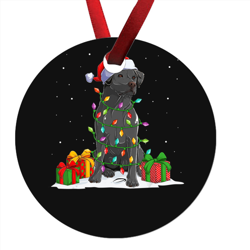 Black Lab Labrador Christmas Lights Pajama Dog Lover Xmas Ornament | Artistshot