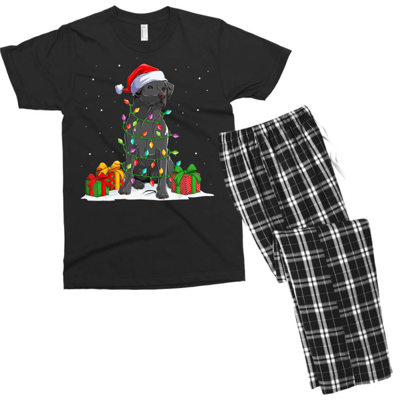 Black Lab Labrador Christmas Lights Pajama Dog Lover Xmas Men's T-shirt Pajama Set | Artistshot