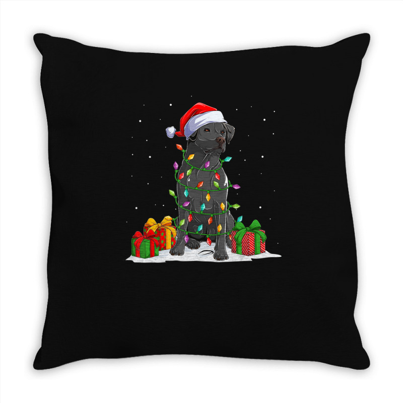 Black Lab Labrador Christmas Lights Pajama Dog Lover Xmas Throw Pillow | Artistshot