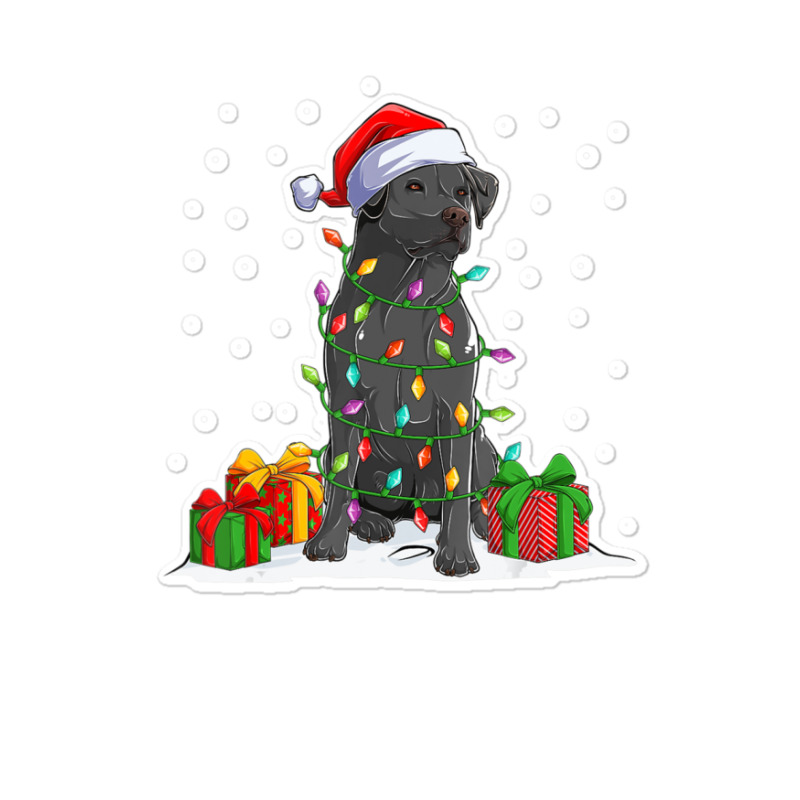 Black Lab Labrador Christmas Lights Pajama Dog Lover Xmas Sticker | Artistshot