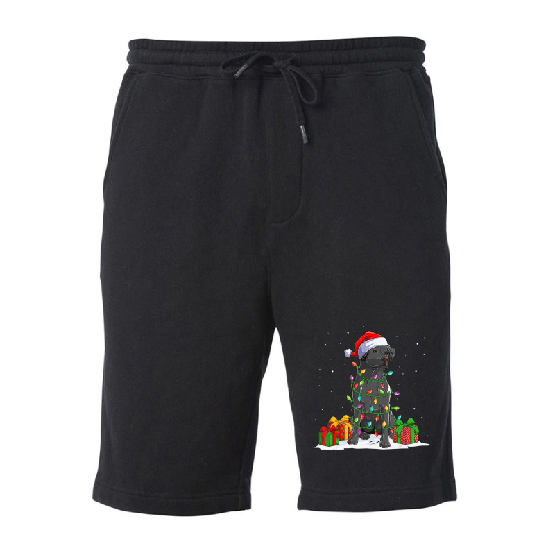 Black Lab Labrador Christmas Lights Pajama Dog Lover Xmas Fleece Short | Artistshot