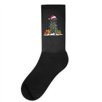 Black Lab Labrador Christmas Lights Pajama Dog Lover Xmas Socks | Artistshot