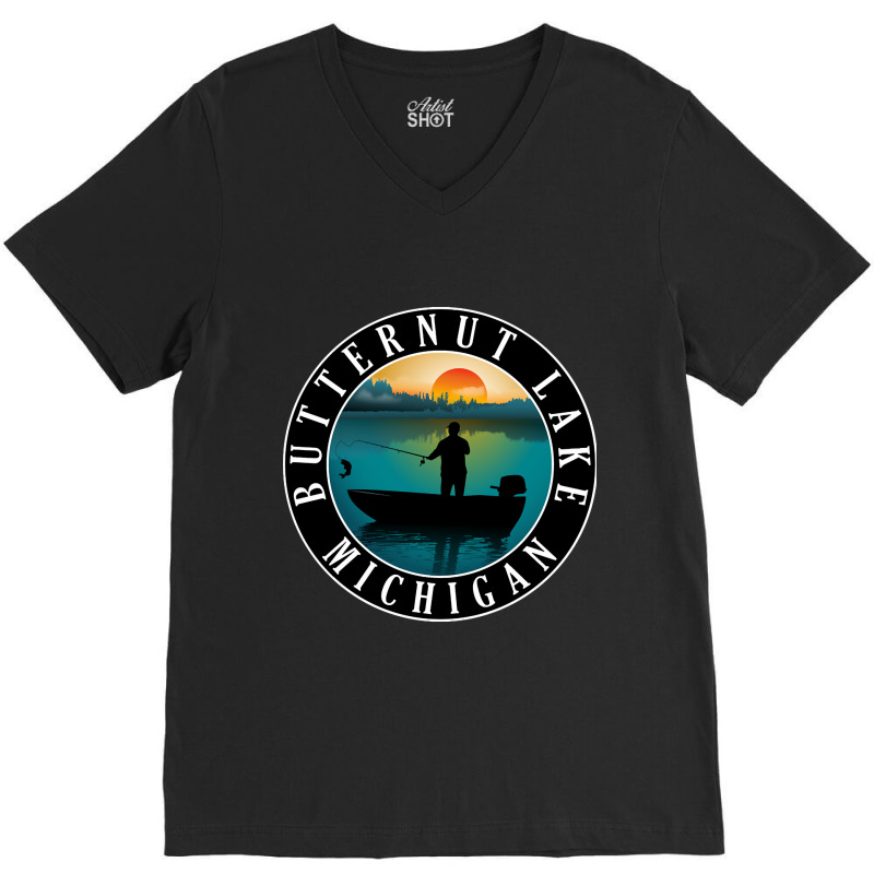 Hot Trend Butternut Lake Fishing Michigan Sunset V-neck Tee | Artistshot