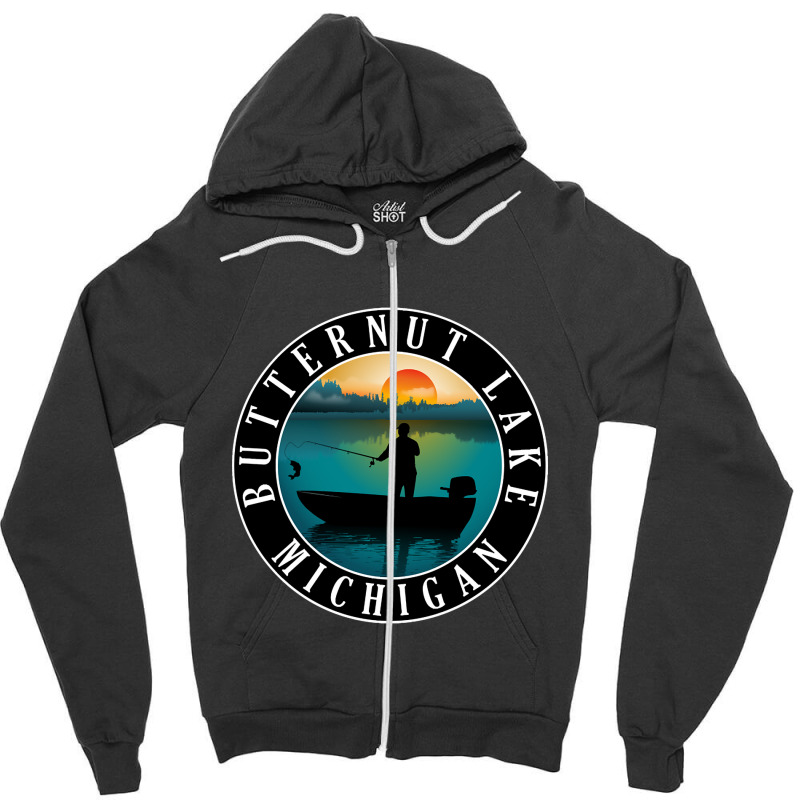 Hot Trend Butternut Lake Fishing Michigan Sunset Zipper Hoodie | Artistshot