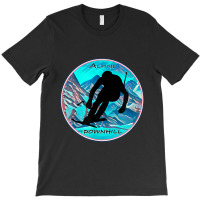 Cool Alpine Downhill Ski Racer Silhouette Mountain Scene T-shirt | Artistshot