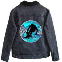 Cool Alpine Downhill Ski Racer Silhouette Mountain Scene Unisex Sherpa-lined Denim Jacket | Artistshot