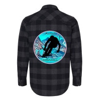 Cool Alpine Downhill Ski Racer Silhouette Mountain Scene Flannel Shirt | Artistshot