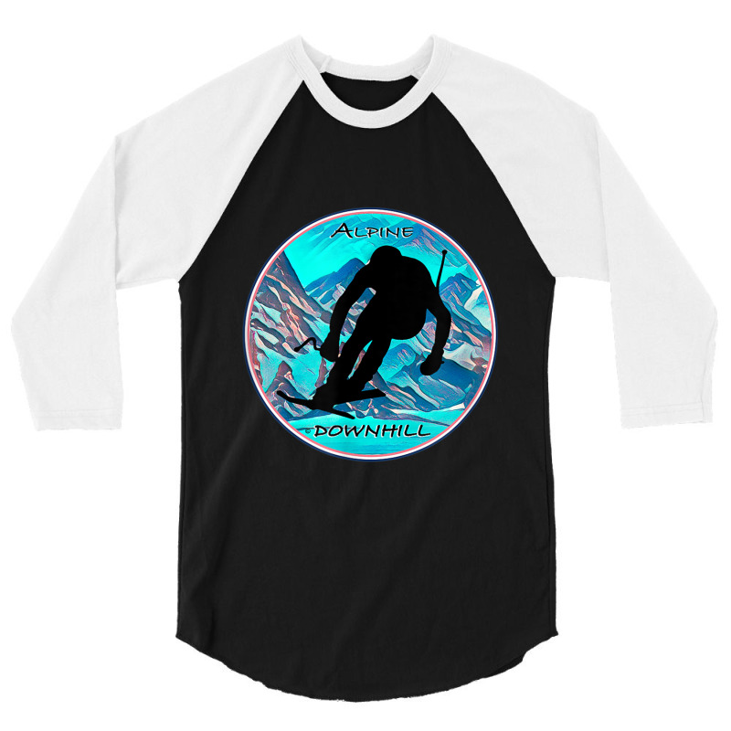 Cool Alpine Downhill Ski Racer Silhouette Mountain Scene 3/4 Sleeve Shirt | Artistshot