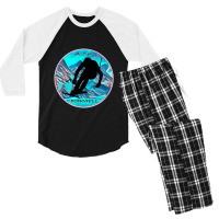 Cool Alpine Downhill Ski Racer Silhouette Mountain Scene Men's 3/4 Sleeve Pajama Set | Artistshot