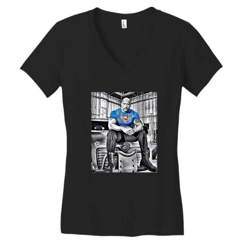 Dwayne Johnson Fan Art Women's V-Neck T-Shirt by AbeaJuanje | Artistshot