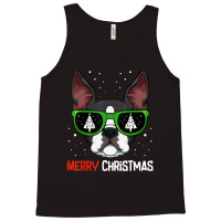 Boston Terrier Christmas Pajama Dog Sunglasses X Mas Tree Tank Top | Artistshot