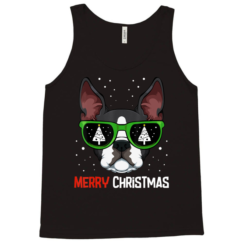 Boston Terrier Christmas Pajama Dog Sunglasses X Mas Tree Tank Top | Artistshot