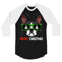 Boston Terrier Christmas Pajama Dog Sunglasses X Mas Tree 3/4 Sleeve Shirt | Artistshot