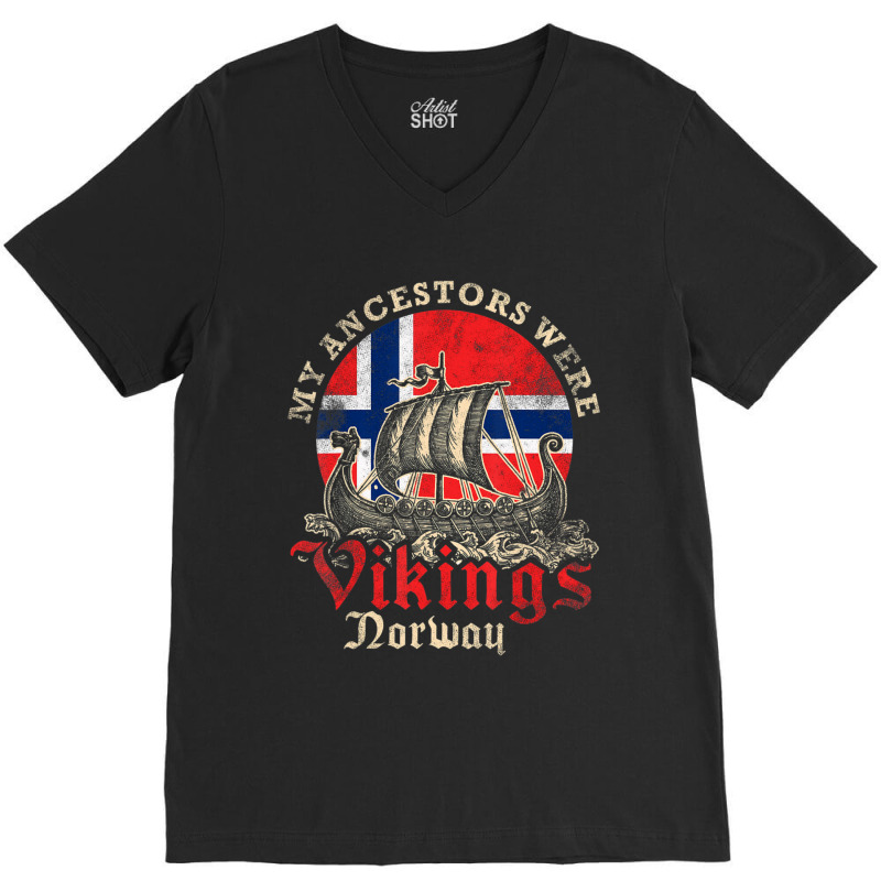 Limited Edition Norwegian Norway Viking Ship Flag V-neck Tee | Artistshot