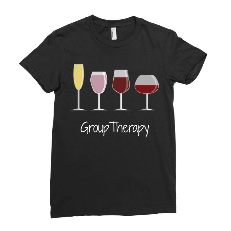 Funny Women Wine Gift Idea Tee - Group Therapy Long Sleeve Ladies Fitted T-Shirt by CoreyMartinPeters | Artistshot