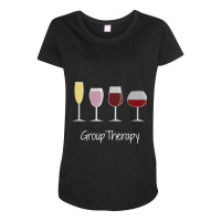 Funny Women Wine Gift Idea Tee - Group Therapy Long Sleeve Maternity Scoop Neck T-shirt | Artistshot