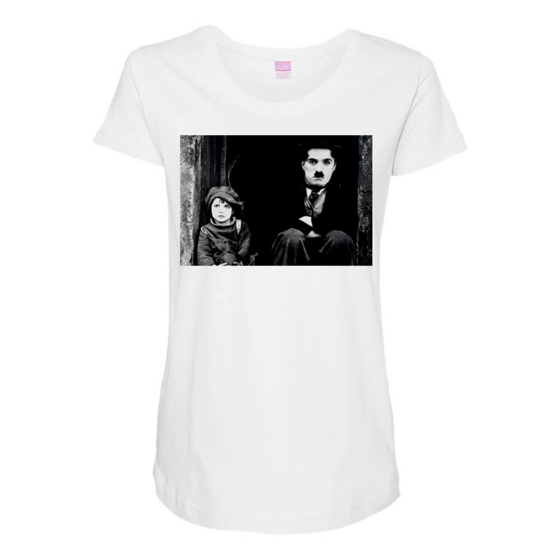 Charlie Chaplin Black And White Long T Stars Maternity Scoop Neck T-shirt by volnybareenb | Artistshot