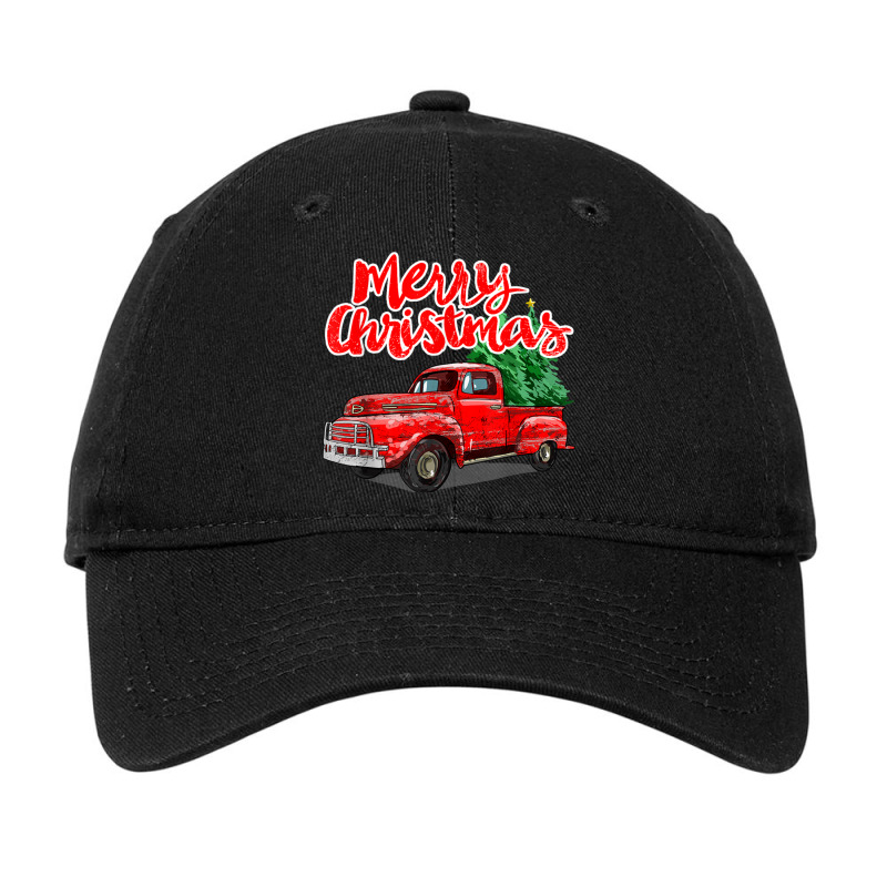 Funny Vintage Merry Christmas Tree Red Wagon Truck Outfit Long Sleeve Adjustable Cap by JosephWDaniels | Artistshot