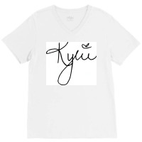 Kylie Signature Poster Hippie V-neck Tee | Artistshot