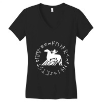 Trending Odin And Sleipnir Norse Mythology Rune Wheel Women's V-neck T-shirt | Artistshot