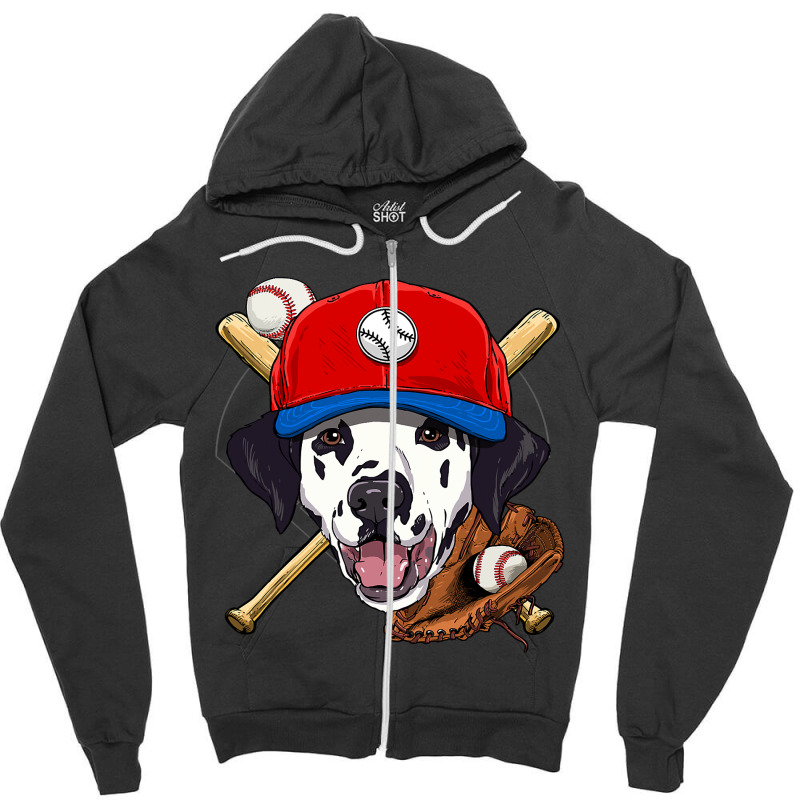 Dalmatian Baseball Dog Lovers Baseball Player 126.png Zipper Hoodie by SCOTTALLENZ | Artistshot