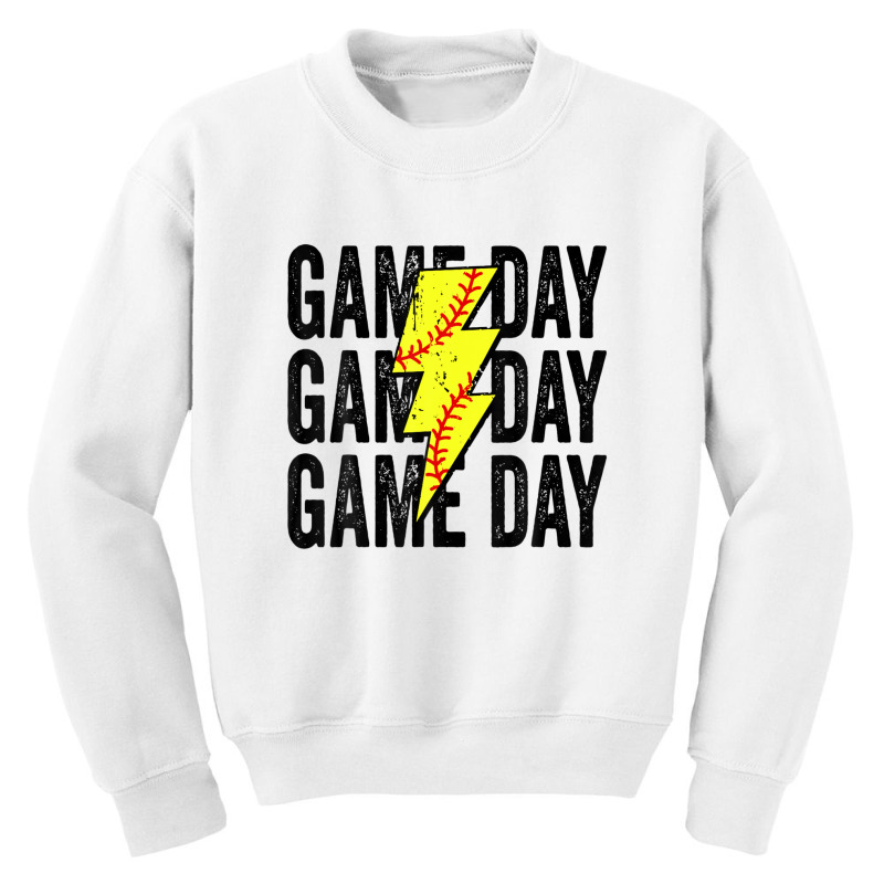 Vintage Game Day Softball Lightning Bolt Funny Team Sport Youth Sweatshirt by sromydivlevn | Artistshot