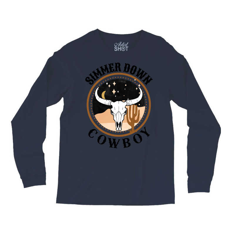 Simmer Down Cowboy Western Style Gift   Music Travel Long Sleeve Shirts | Artistshot