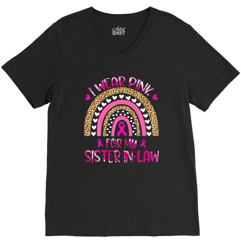 In October I Wear Pink For My Sister In-law Tie Dye Rainbow V-neck Tee | Artistshot