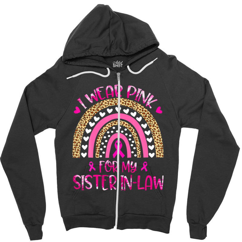 In October I Wear Pink For My Sister In-law Tie Dye Rainbow Zipper Hoodie | Artistshot