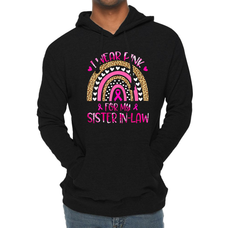 In October I Wear Pink For My Sister In-law Tie Dye Rainbow Lightweight Hoodie | Artistshot