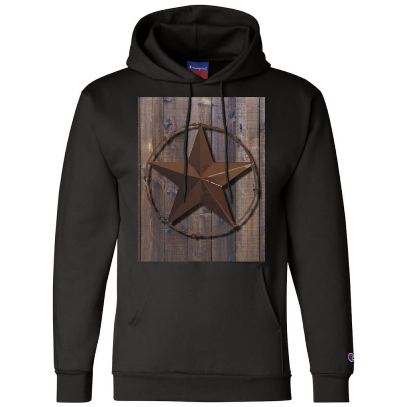 Primitive Barn Wood Brown Star   Vintage Funny Champion Hoodie by alheklupsm | Artistshot