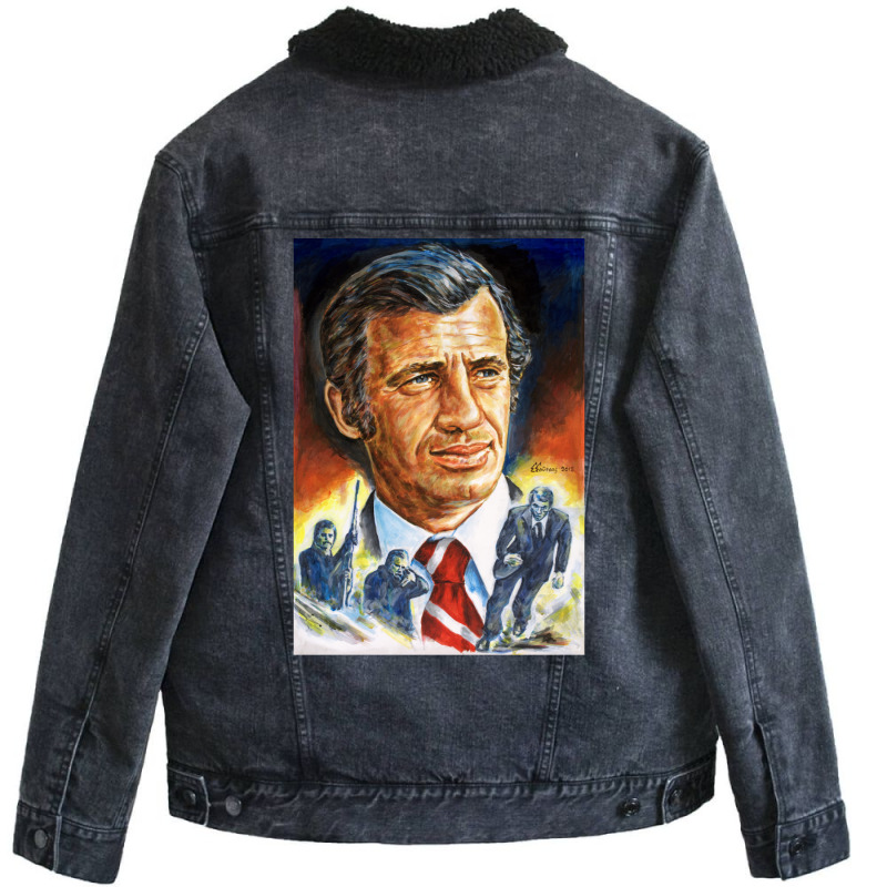 Jean Paul Belmondo Painting Portrait  T Stars Unisex Sherpa-lined Denim Jacket | Artistshot