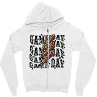 Game Day Football Leopard Lightning Bolt Football Lover Zipper Hoodie | Artistshot