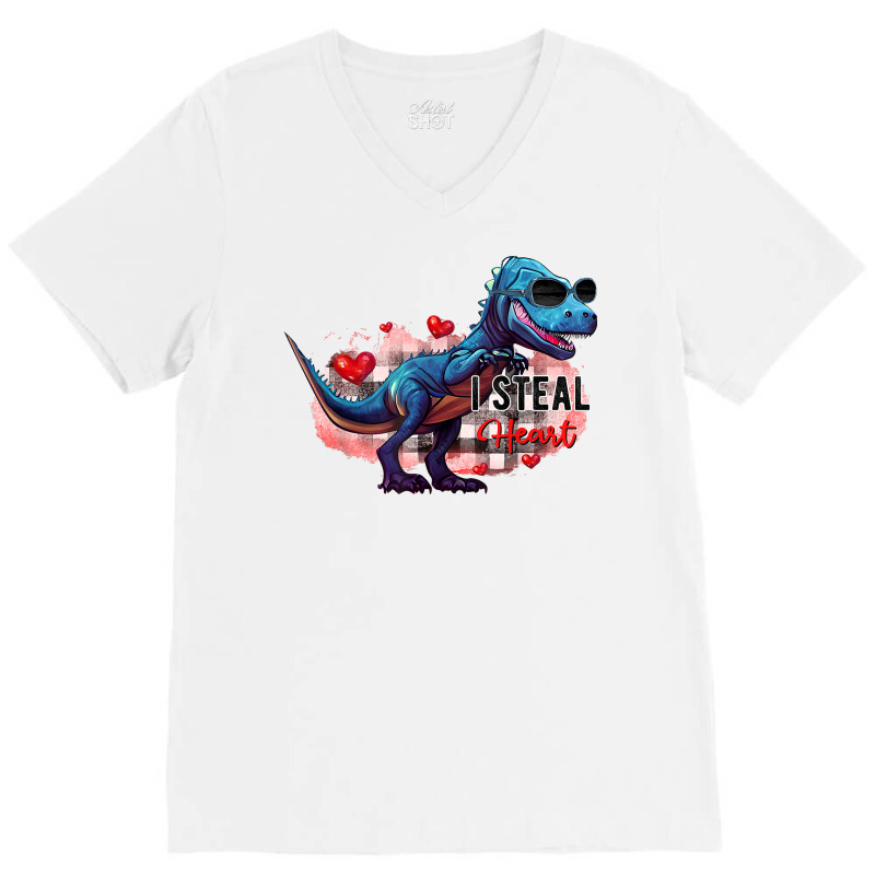 I Steal Heart Funny Dinosaur Valentines Day T Shirt V-neck Tee | Artistshot