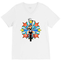 Retro Warrior Woman Biker Burst   Love Summer V-neck Tee | Artistshot