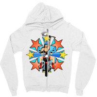 Retro Warrior Woman Biker Burst   Love Summer Zipper Hoodie | Artistshot