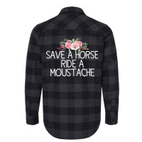 Save A Horse Ride A Moustache   Trending Green Flannel Shirt | Artistshot