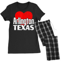 I Love Arlington Texas Retro Big Heart Arlington Vacation T Shirt Women's Pajamas Set | Artistshot