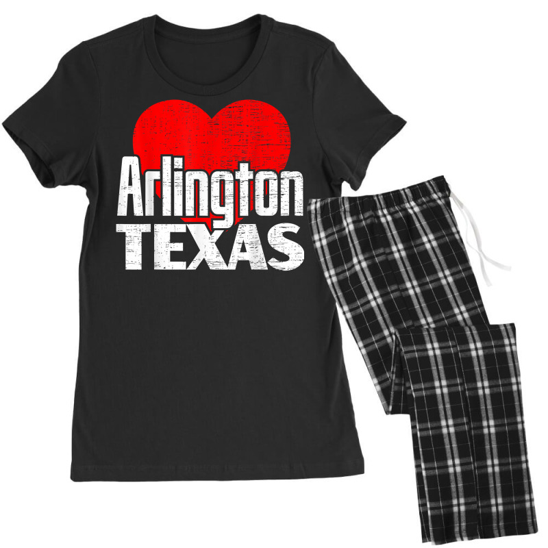 I Love Arlington Texas Retro Big Heart Arlington Vacation T Shirt Women's Pajamas Set by kylrahal8pot | Artistshot