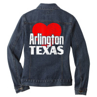 I Love Arlington Texas Retro Big Heart Arlington Vacation T Shirt Ladies Denim Jacket | Artistshot