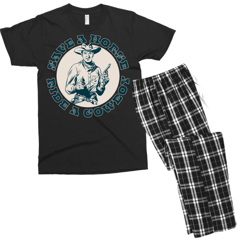 Save A Horse Ride A Cowboy   Love 80s Men's T-shirt Pajama Set by alheklupsm | Artistshot