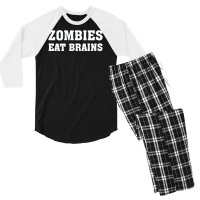 Zombies Eat Brains Men's 3/4 Sleeve Pajama Set | Artistshot