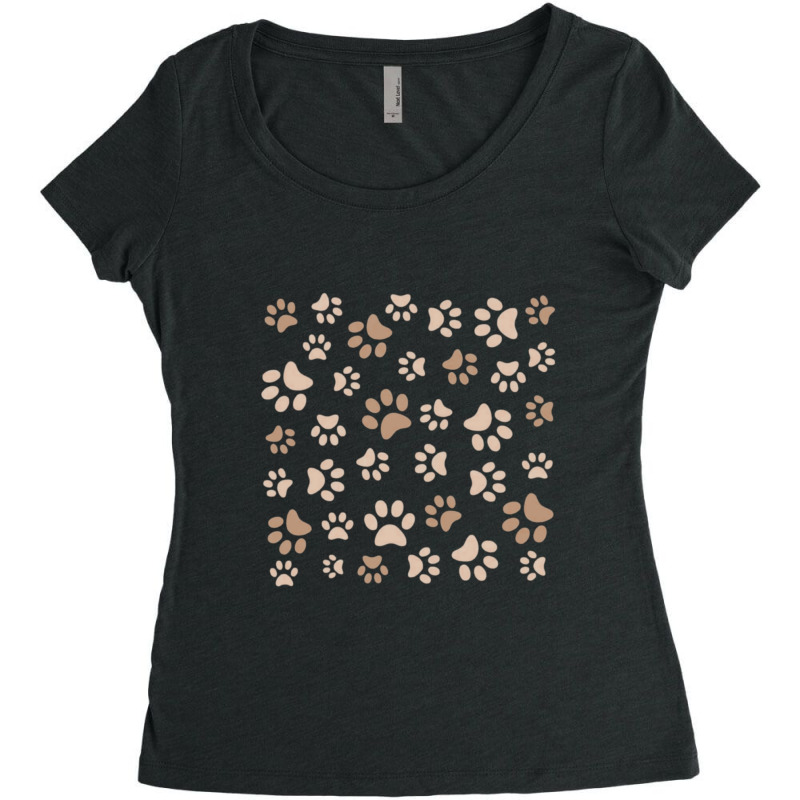 Seamless Light Brown Colored Paw Design 1 Women's Triblend Scoop T-shirt by JudithPlagmann | Artistshot