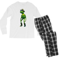 Shaelin Janae Cowboy Kermit   Green Blue Aesthetic Men's Long Sleeve Pajama Set | Artistshot