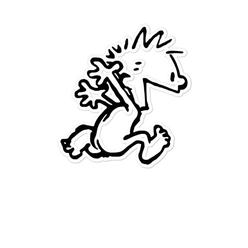 Calvin & Hobbes Comic Running Naked Sticker | Artistshot