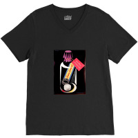 An Analgesic Pill In A Medicine Bottle Colour Lithograph V-neck Tee | Artistshot