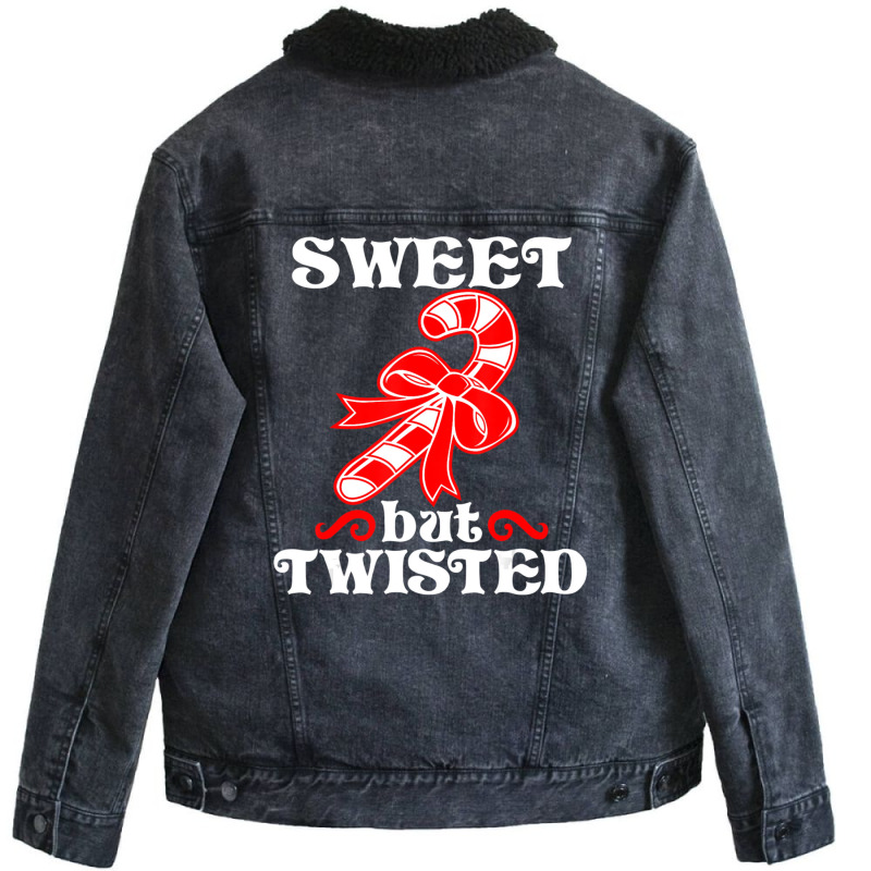 Candy Cane Sweet But Twisted Christmas Unisex Sherpa-lined Denim Jacket | Artistshot