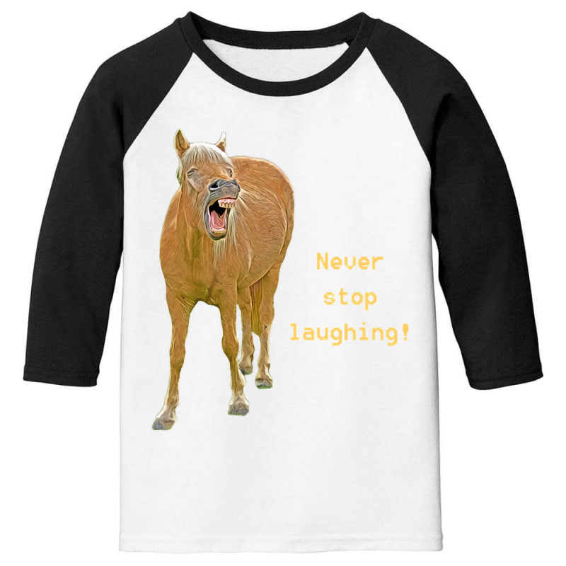 Hot Trend Never Stop Laughing! Funny Horse Painting Youth 3/4 Sleeve by Rios Arevalo | Artistshot